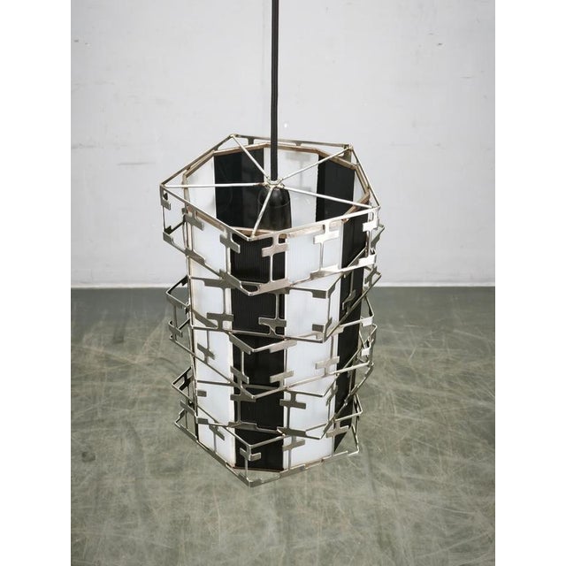 Mid-Century Czech Geometric Chrome Pendant Light, 1960s For Sale - Image 11 of 12