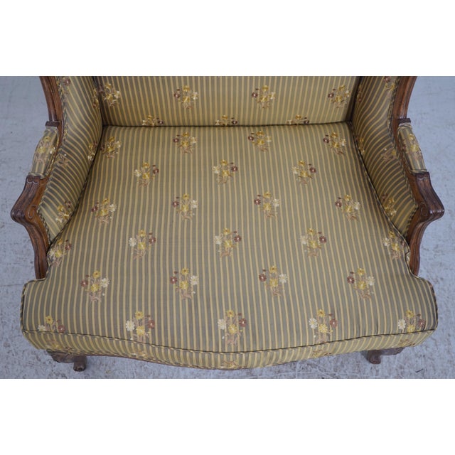 Brown Austoria French Louis XV Wide Seat Bergere Chair W. Ottoman For Sale - Image 8 of 18