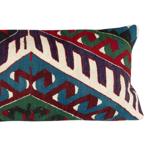 Traditional 12"x35" Vintage Cushion Cover. Hand-Woven Kilim Pillowcase. Lumbar Pillow Cover For Sale - Image 3 of 4