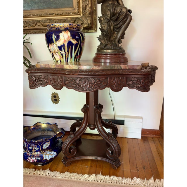 Antique Victorian Rococco Revival Parlor Table For Sale - Image 4 of 10