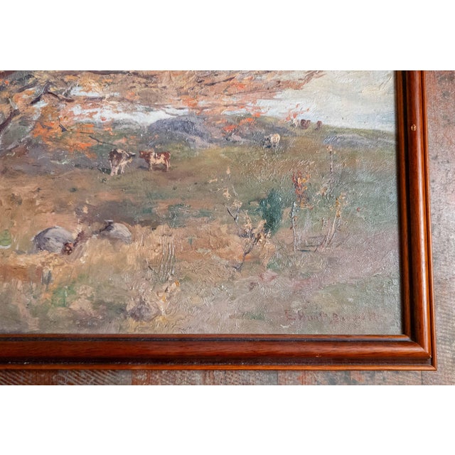 Red 20th Century American Impressionist Barbizon School Landscape With Cows by Elizabeth Hunt Barrett For Sale - Image 8 of 14