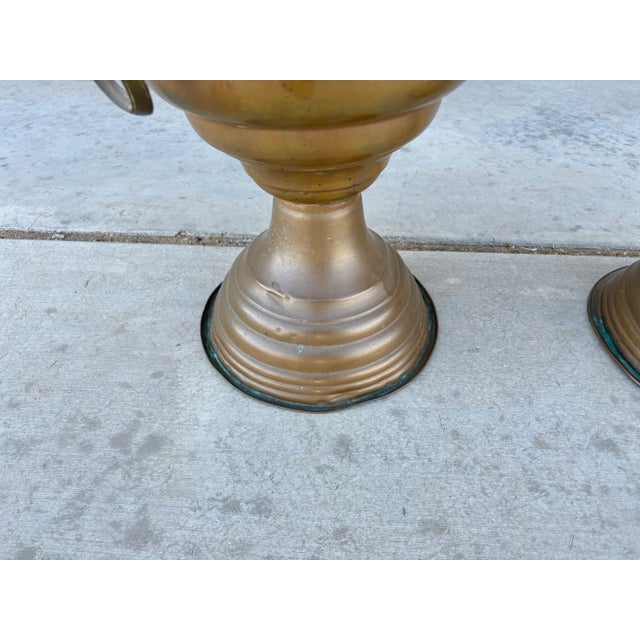 Pair of Vintage Brass Vases For Sale - Image 9 of 10