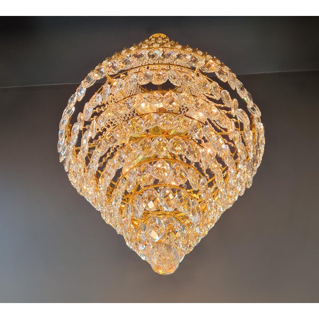 Empire Style Crystal Basket Chandelier Handcrafted Crystal Ornamentation For Sale - Image 6 of 11