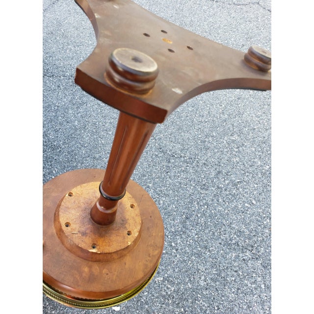 Late 20th C. Pedestal Walnut Candle Stand W/ Galleried Etched Brass Tray Insert For Sale - Image 4 of 4