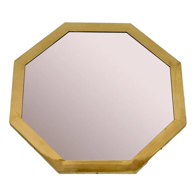 Mid-Century Modern Octagonal Brass Mirror, 1970s For Sale