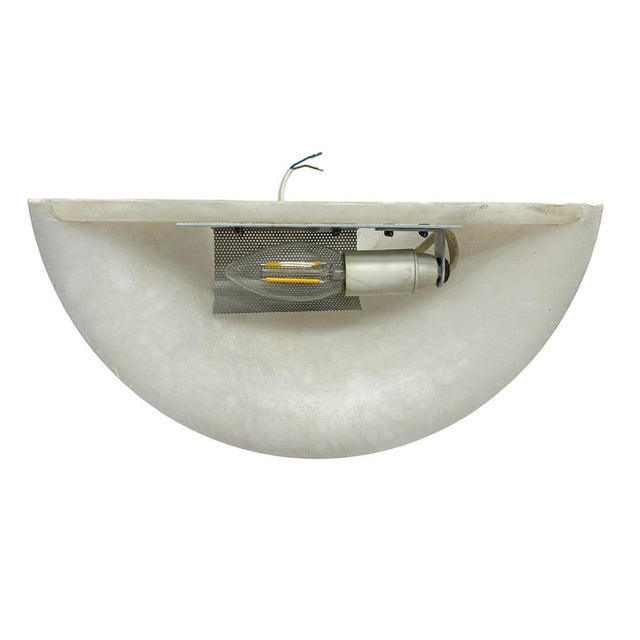 Metal Art Deco Albaster Tulip Shaped Wall Lamps, 1970s, Set of 2 For Sale - Image 7 of 11