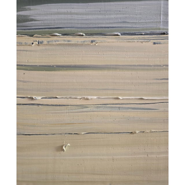 26" X 30" Framed Abstract Minimalist Seascape / Landscape Oil Painting by Diane Grant / Neutral Color Palette / Color Fields For Sale - Image 9 of 12