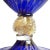 Hollywood Regency Vintage Murano Nason Signed Sapphire Blue Gold Flecks Diamond Design Italian Art Glass Flower Vase For Sale - Image 3 of 7
