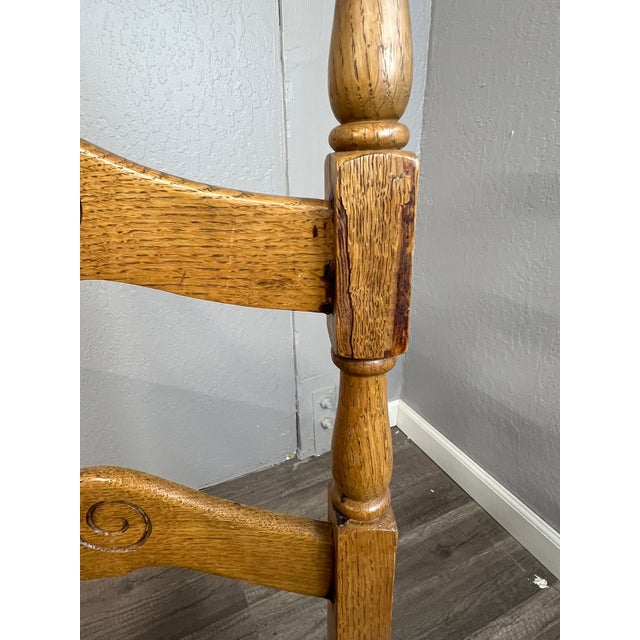 1960s Mid Century Belgian Light Oak Table and 6 Chair Set - Set of 7 For Sale - Image 11 of 12