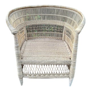 Raw Wicker Horseshoe Chair For Sale