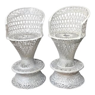 Palm Beach Chic Woodard Spun Fiberglass Bar Stools - a Pair For Sale