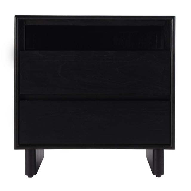 Spritely Home Accent Furniture Halmstad 24 in. W Wood Panel 2 Drawer Nightstand with Soft-Closing Drawers, Black For Sale - Image 4 of 8