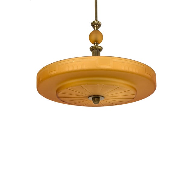 Swedish Grace Ceiling Lamp in Havana Glass by Chr. Bergh & Co., 1930s For Sale - Image 10 of 16