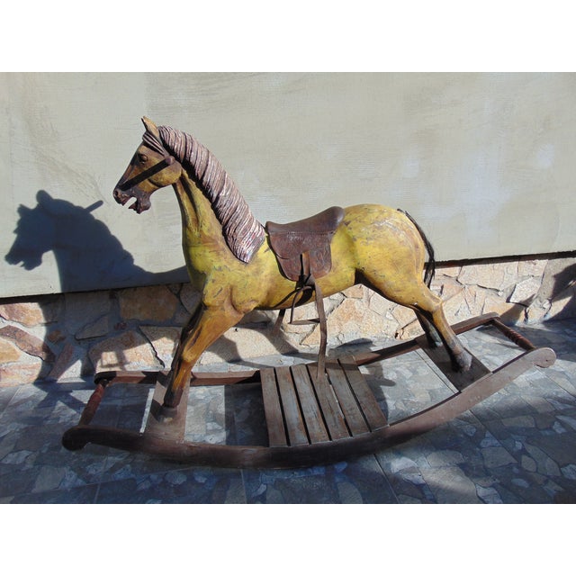 19th Century Wooden Rocking Horse For Sale - Image 3 of 16