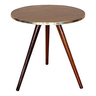 Mid Century Italian Side Table in Brass and Iron With Wood Top For Sale