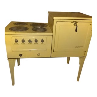 Art Deco 1920"s Enamel Porcelain Stove Oven Works Original Bakelite Depression Era So Cal Palm Springs Coachella Valley For Sale