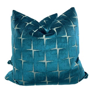 Harlequin "Issoria Velvet" in Peacock 22" Pillows-A Pair For Sale