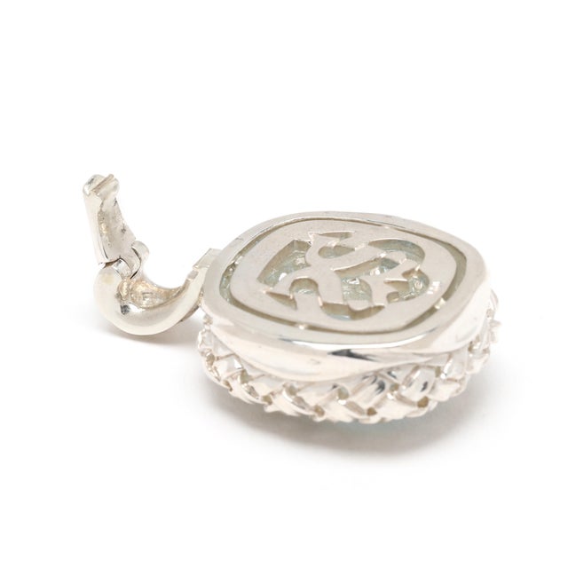 Slane Blue Topaz Basketweave Enhancer, Sterling Silver, Length 1.5 In For Sale - Image 4 of 5