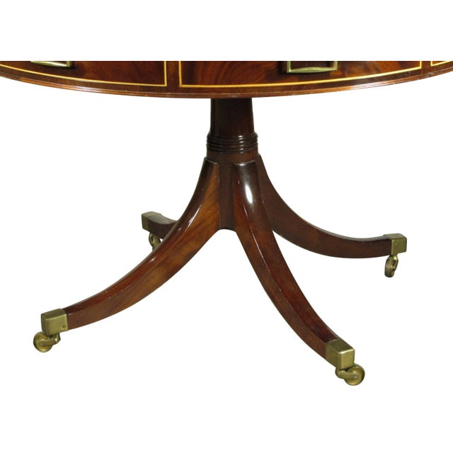 Wood Regency Style Inlaid Drum Table For Sale - Image 7 of 9