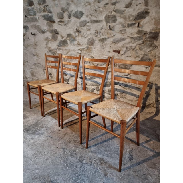 Mid-Century Italian Dining Chairs with Woven Natural Fibre Seats, Italy, 1960s, Set of 4 For Sale - Image 12 of 18