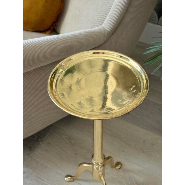 Mid-Century Modern Vintage Mid-Century Modern Art Deco-Style Hollywood Regency Brass Metal Cocktail Side Table For Sale - Image 3 of 6