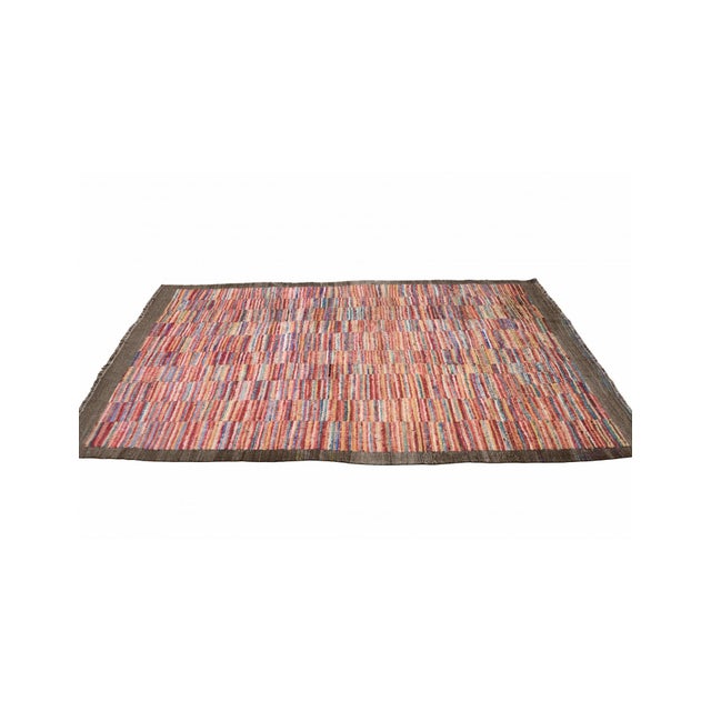 Mid-Century Modern Multi & Red Modern Wool Rug For Sale - Image 3 of 7