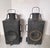 Our pair of vintage black railroad lanterns are handsome pieces that hail from Denmark. The plate on the top of one...