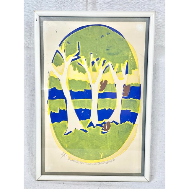 Mid 20th Century "Babes in the Woods" Artists Proof Linocut Print, Framed For Sale - Image 10 of 10