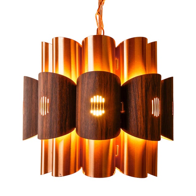 Danish Copper Pendant Lamp by Werner Schou for Coronell Elektro, 1960s For Sale