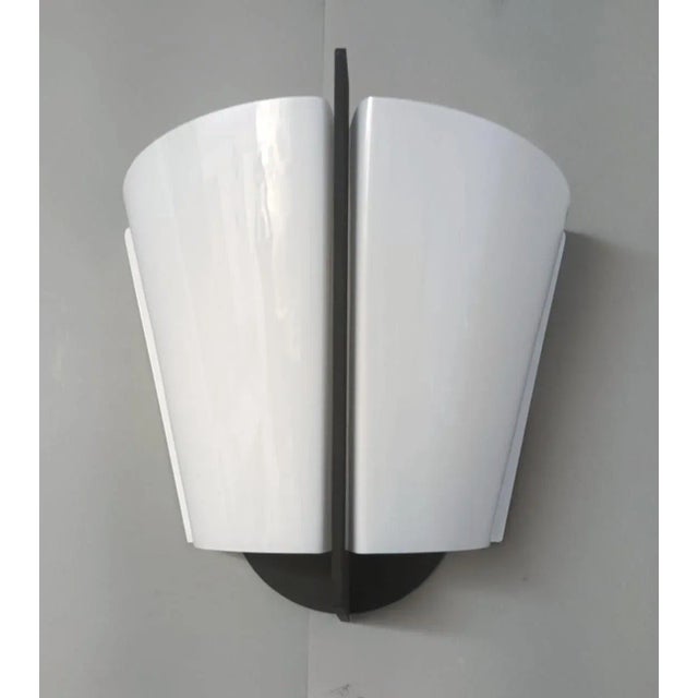 Vintage Italian wall lights with hand blown curved milky white Murano glass shades / Made in Italy by VeArt, circa 1980s 2...