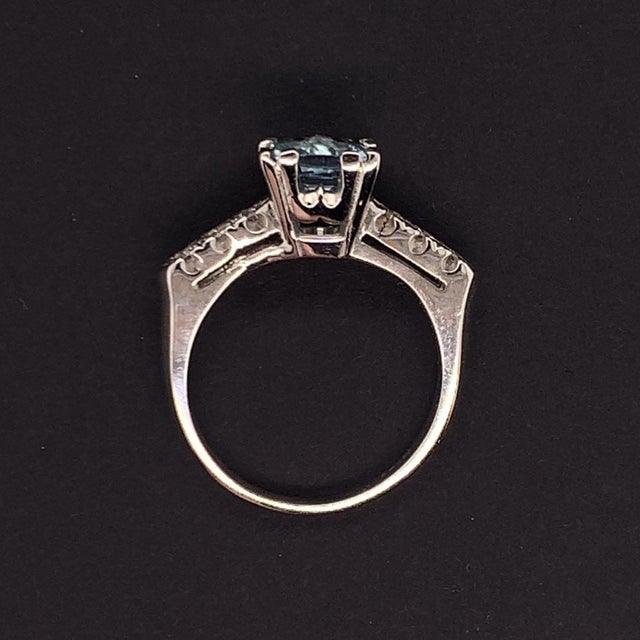 Diamond Aquamarine Ring 14k White Gold 1.70 TCW Women Certified For Sale In New York - Image 6 of 11