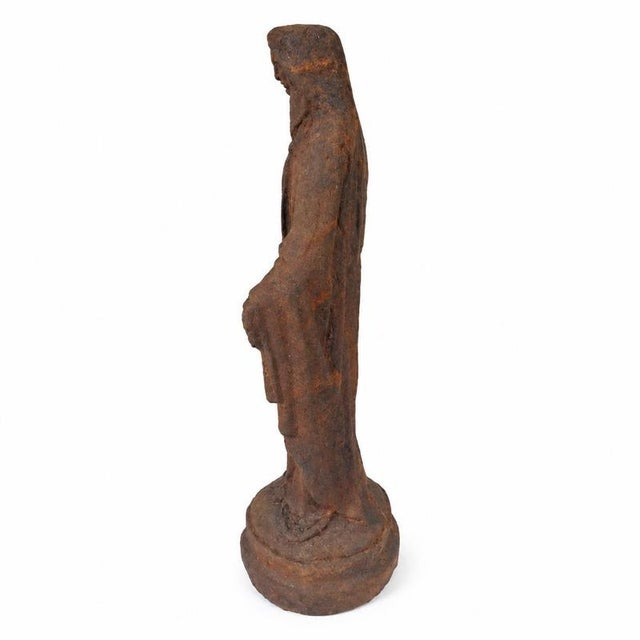 Metal French Artist, Our Lady of Grace Religious Sculpture, 19th Century, Cast Iron For Sale - Image 7 of 9