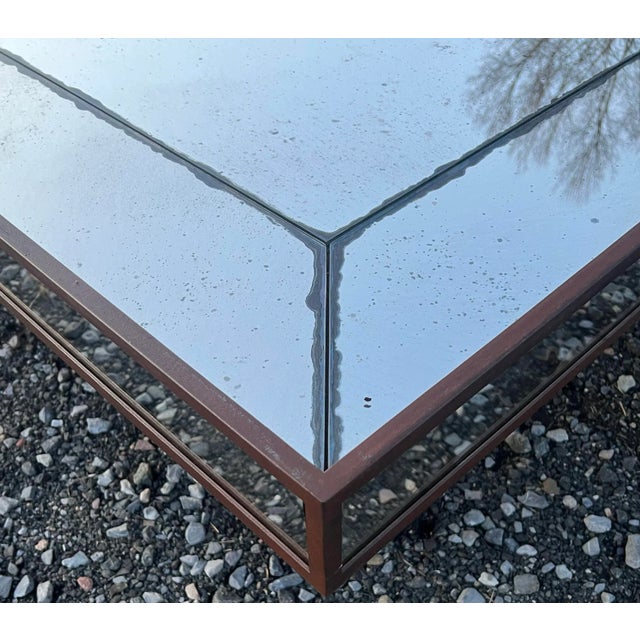 Glass Louise Bradley Antiqued Glass Large Coffee Table For Sale - Image 7 of 9