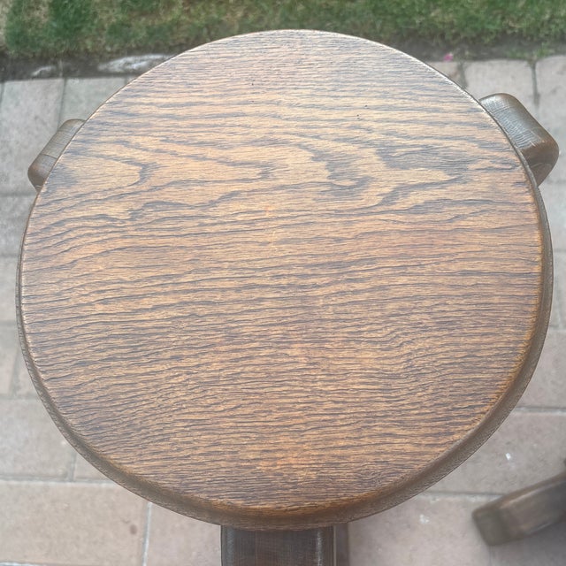 1910s Arts and Crafts Oak Plant Stands-a Pair For Sale - Image 5 of 8
