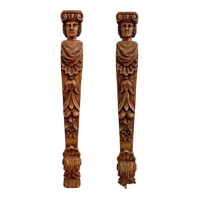 Vintage Roman Figural Wall Sculpture or Bracket, a Pair For Sale
