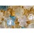 Scenographic bright flush mount with amber,white and light-blue little flowers. a composition of murano glass floreal...