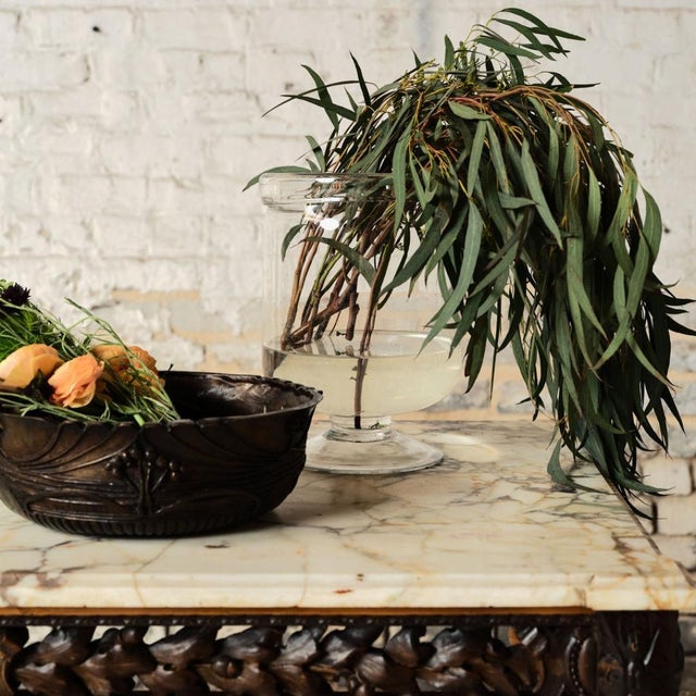 19th Century French Dark Wood Base & Marble Top Table For Sale - Image 11 of 12