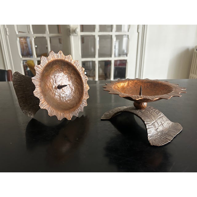 Brutalist Candlesticks in Wrought Iron and Copper, 1970s, Set of 2 For Sale - Image 11 of 15