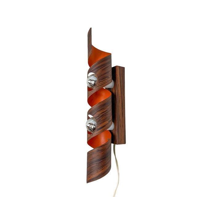Dutch Spiral Wokkel Wall Lamp attributed to Raak, 1970s For Sale - Image 4 of 12