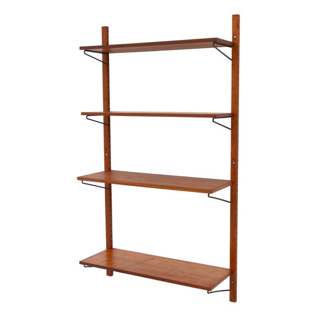 Vintage Danish Wall-Mounted Teak Shelving System, 1960s For Sale