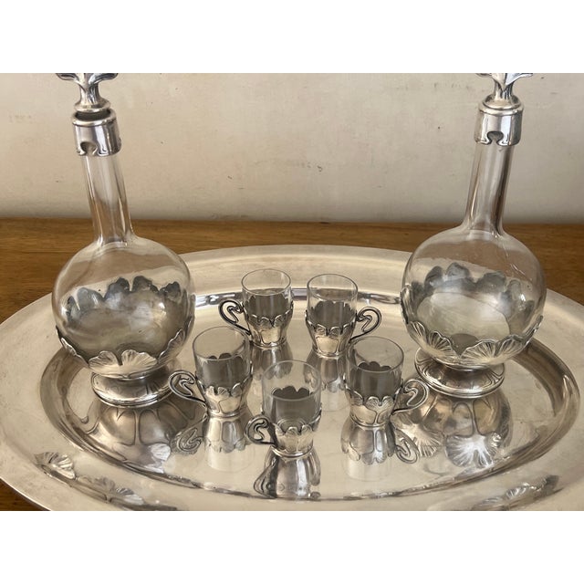 Early 20th Century Christofle Art Nouveau Decanter and Glass Set on Tray For Sale - Image 12 of 12
