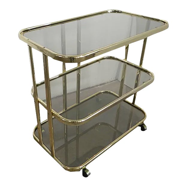 Italian Food Trolley with Glasses, 1970s For Sale