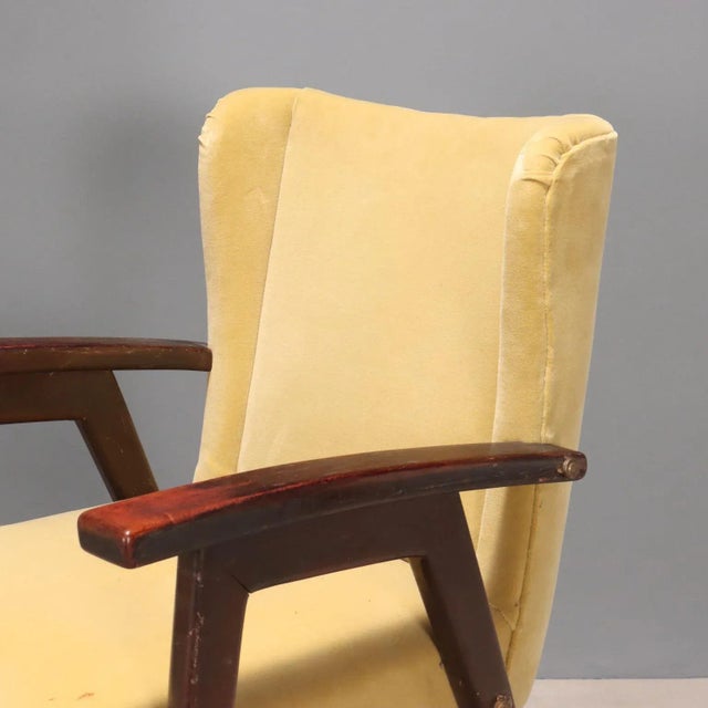 Vintage Armchairs in Wood, Foam & Fabric, Italy, 1960s For Sale - Image 3 of 9
