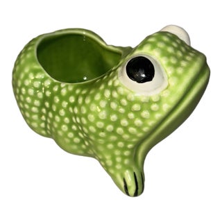 Vintage MCM Mottahedeh Jean Rogers Style Frog Green Hobnail Cachepot Planter For Sale