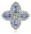 Antique Edwardian Style Blue Sapphire & Diamond Halo Ring in Sterling Silver, Size 7 For Sale