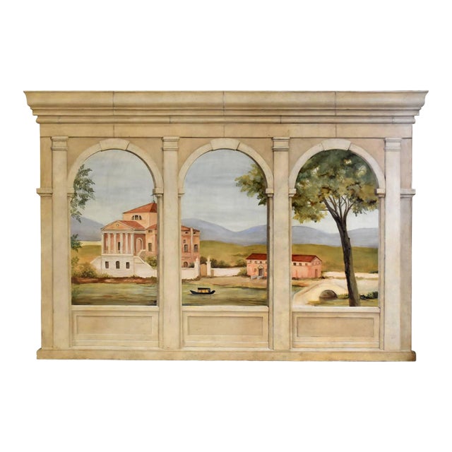 Vintage Large Painting Oil on Canvas of a Tuscan Landscape. For Sale