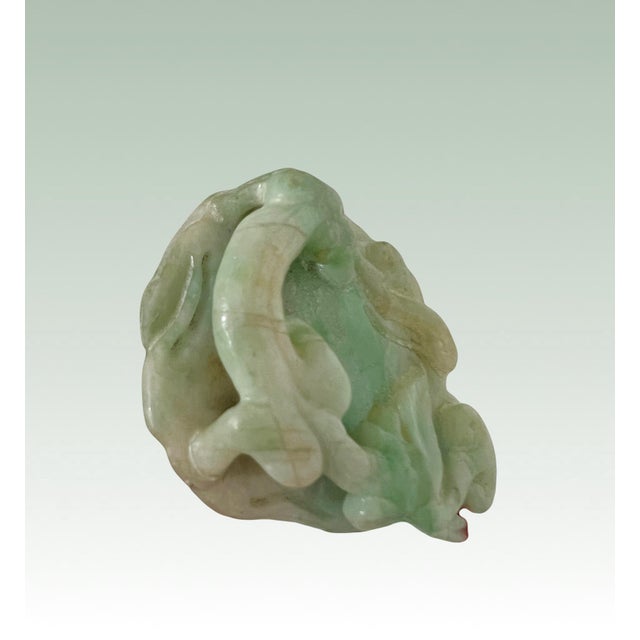 Vintage Chinese Green & White Jade Sleeping Dragon (Chilong) Carving With Ruyi For Sale - Image 4 of 7
