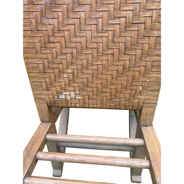 Wood Mid-20th Century Woven Split Reed Gout Rocker or Footrest For Sale - Image 7 of 11