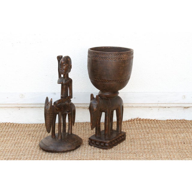 Wood 57" Tall Antique Dogon Equestrian Vessel Statue For Sale - Image 7 of 12