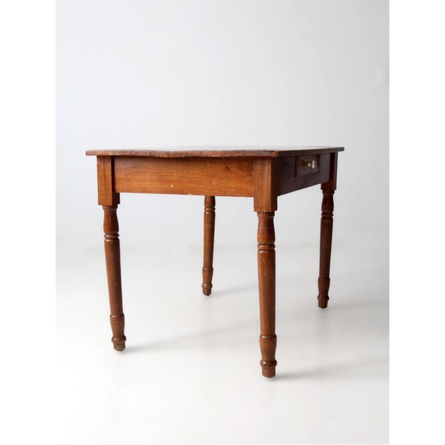 Antique Farmhouse Table With Drawer For Sale - Image 13 of 15